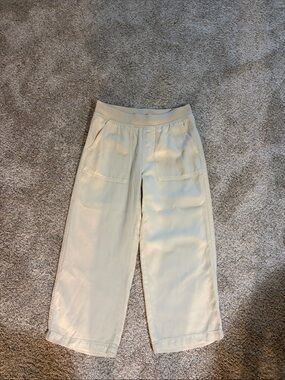 Women's Wide Leg Casual Crop Pants in Cream